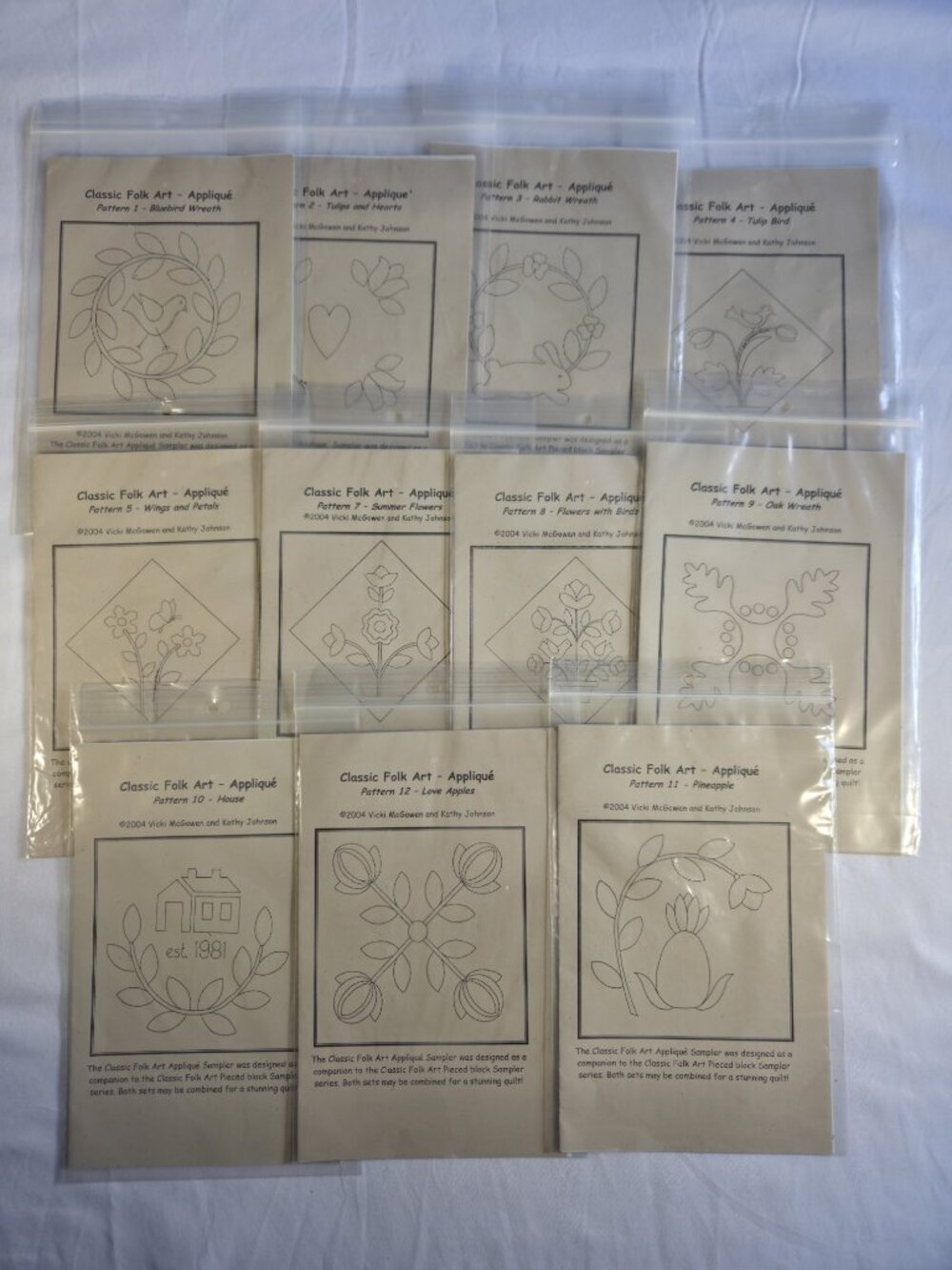 11 Classic Folk Art Applique Quilt Block Patterns 2004 12x12 Missing Pattern #6